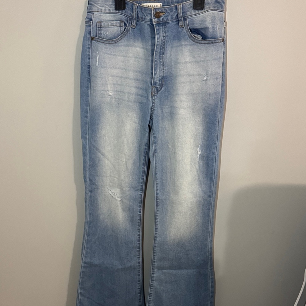 Blue Distressed Flair Jeans
